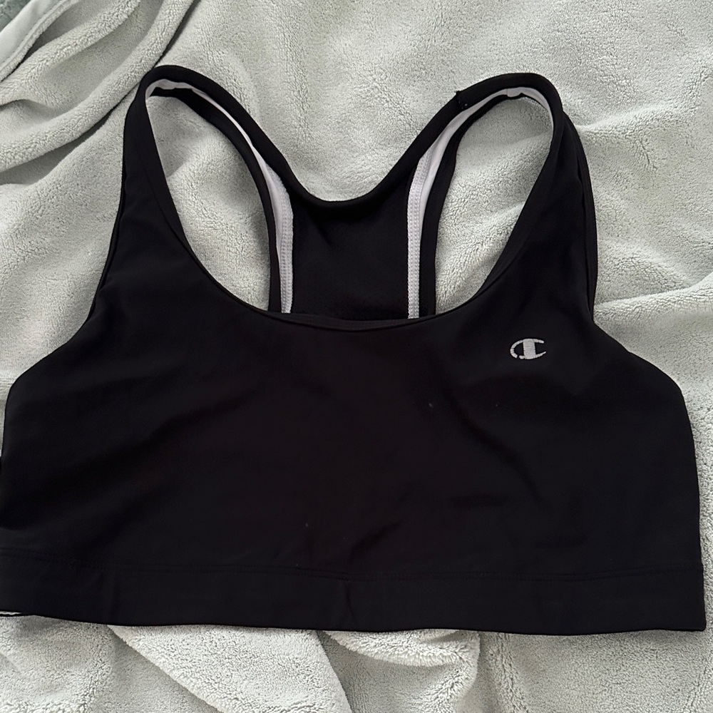 Champion Women's Black Sports Bra with Logo Accent